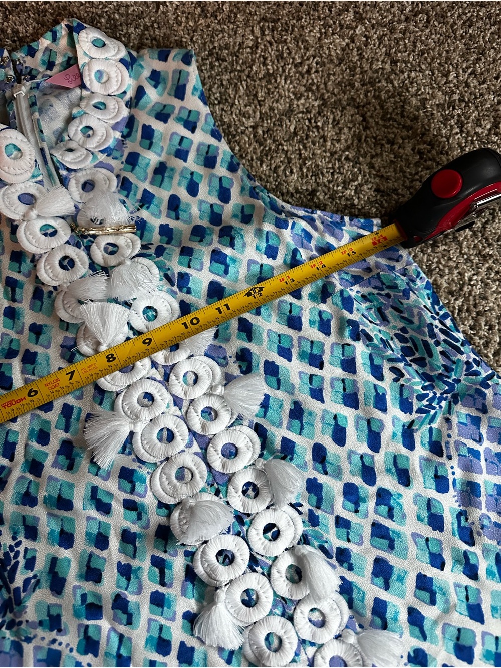 Lilly Pulitzer Blue, Teal & White Pineapple Printed Dress - Picture 3 of 14